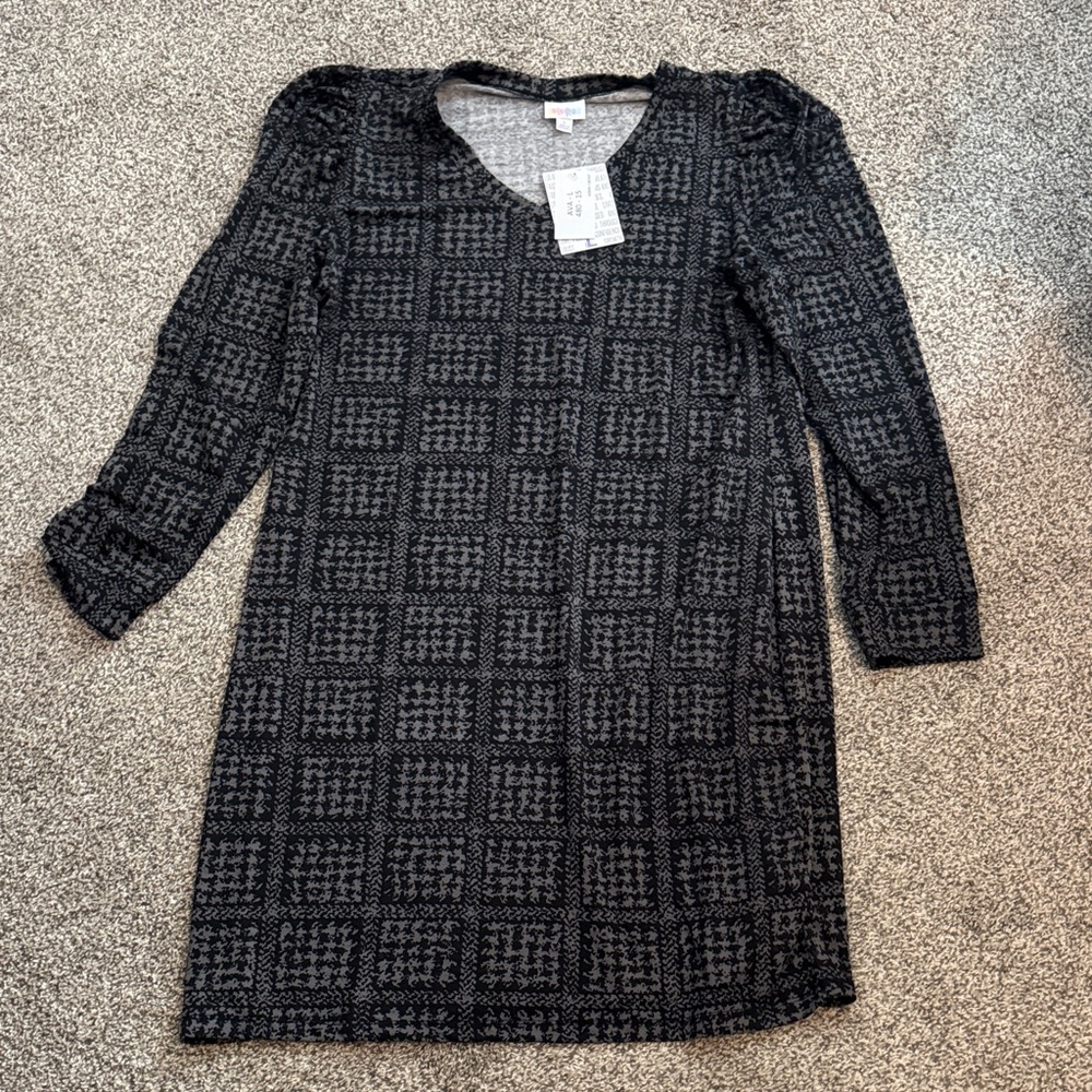LuLaRoe Black and Gray Long Sleeve Dress